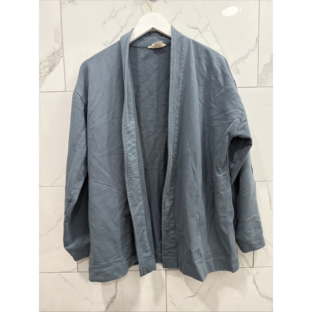 Coyuchi Women's Organic Cotton Dillon French Terry Cardigan Blue M Long Sleeve